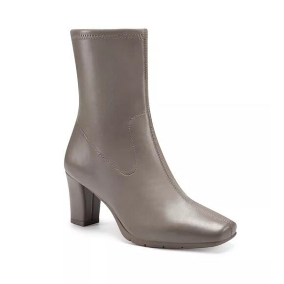 NEW Aerosoles Cinnamon Heeled Tailored Booties Trench Coat Square Toe 9.5M - Picture 1 of 6